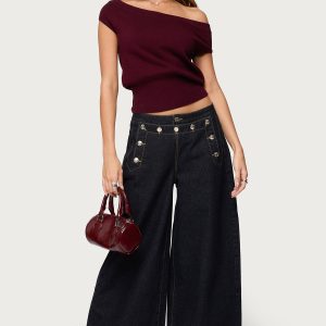Frida Buttoned Low Rise Baggy Jeans