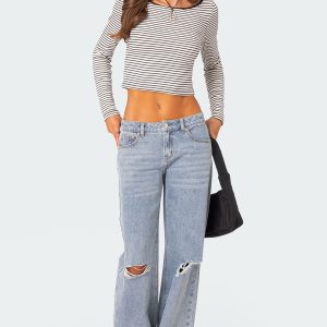 Debbie Distressed Low Rise Baggy Jeans