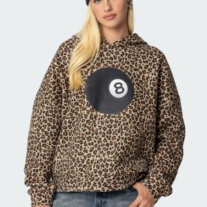 Leopard 8 Ball Oversized Hoodie