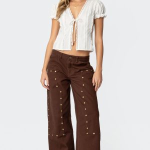 Studded Low Rise Baggy Carpenter Jeans