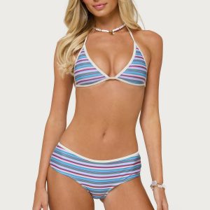 Carlota Striped Triangle Bikini Top
