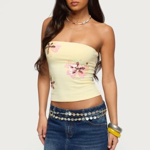 Braelyn Sequin Floral Tube Top