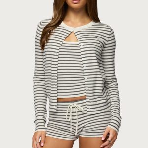 Lillian Striped Button Up Knit Cardigan