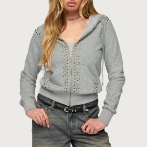 Patricia Studded Zip Up Hoodie