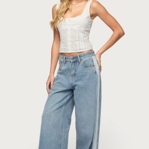 Cailin Contrast Panel Low Rise Baggy Jeans