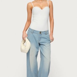 Petite Cory Striped Low Rise Baggy Jeans