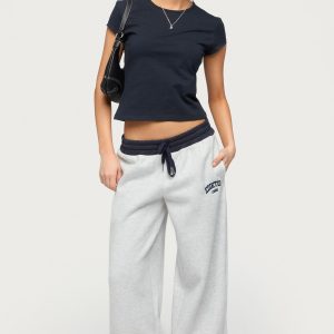 Petite Edikted Contrast Embroidered Sweatpants