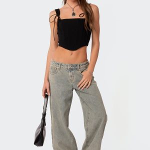 Magda Acid Wash Low Rise Baggy Jeans
