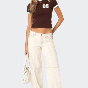Contrast Stitch Low Rise Baggy Jeans