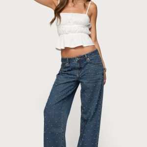 Esmay Studded Low Rise Baggy Jeans