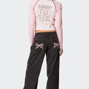 Bow Pocket Low Rise Baggy Jeans