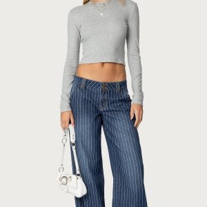 Cory Striped Low Rise Baggy Jeans