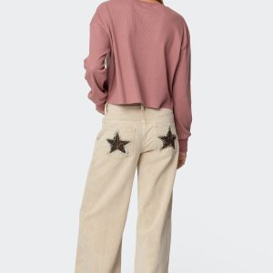Leopard Star Low Rise Baggy Jeans