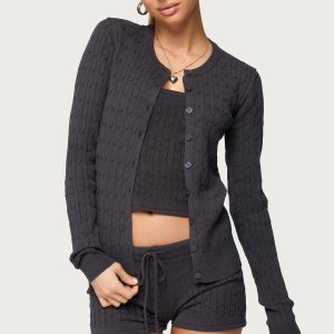 Nella Cable Knit Button Up Cardigan