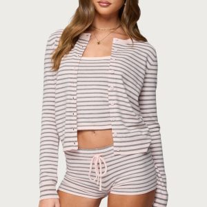 Lillian Striped Button Up Knit Cardigan