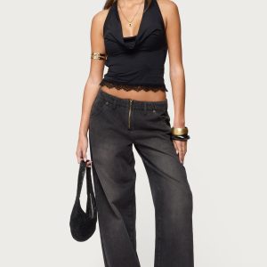 Aliyah Zip Low Rise Baggy Jeans