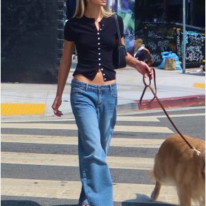Breslin Low Rise Straight Leg Jeans