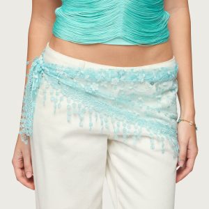 Sparkle Floral Sheer Lace Waist Scarf
