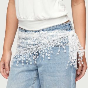 Sparkle Floral Sheer Lace Waist Scarf