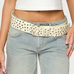 Studded Grommet Faux Leather Belt