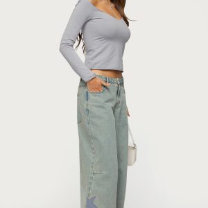Trish Stars Low Rise Baggy Jeans
