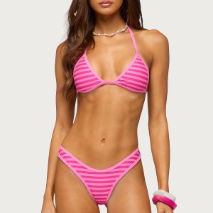 Jayla Striped Triangle Bikini Top
