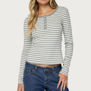 Roma Striped Henley Top
