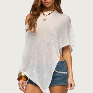 Azalia Asymmetric Knit Poncho