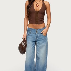 Wide Waistband Low Rise Baggy Jeans