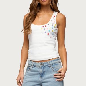 Natash Mixed Button Tank Top