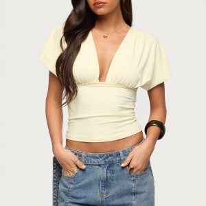 Flutter Plunging V Neck Top