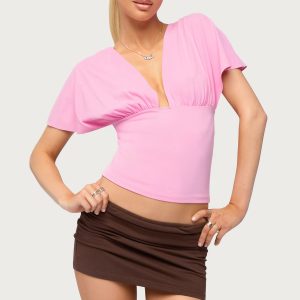 Flutter Plunging V Neck Top
