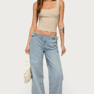 Buckled Low Rise Baggy Jeans
