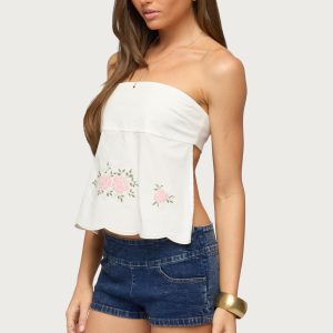 Shiri Floral Embroidered Backless Top