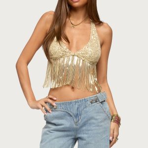 Azura Sequin Fringe Bra Top