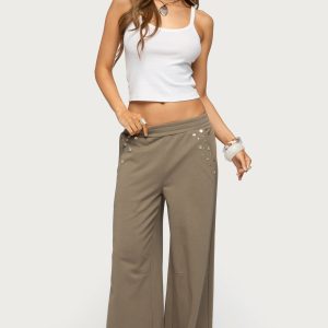 Zania Iridescent Button Sweatpants