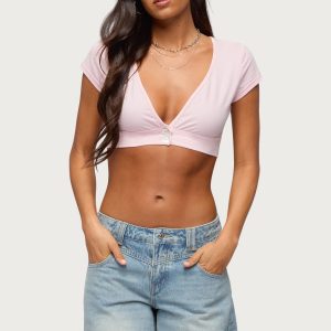 Cecey Button Up Crop Top