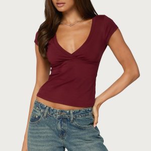 Penelopy Overlap V Neck T Shirt