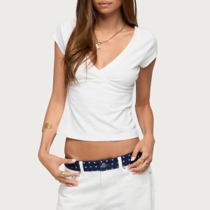 Penelopy Overlap V Neck T Shirt