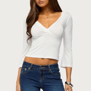 Mar V Neck Three-Quarter Sleeve Top