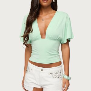 Betee Flutter Plunge Neck Top