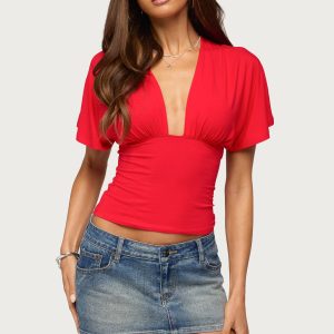 Betee Flutter Plunge Neck Top
