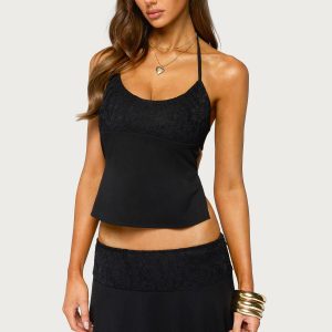 Evia Lacey Backless Halter Top