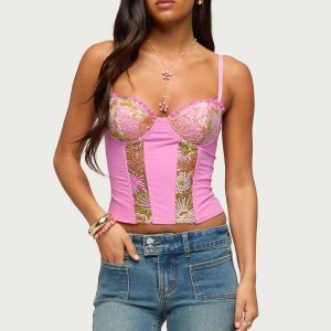 Inka Floral Sequin Bead Cupped Corset