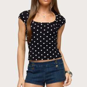 Mookie Square Neck Polka Dot Top