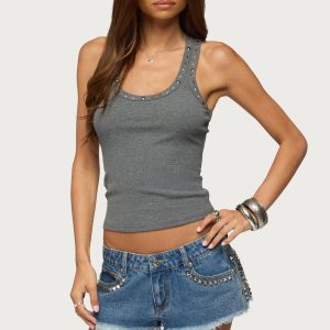 Charis Studded Ribbed Tank Top