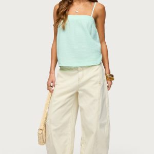 Gili Contrast Stitch Low Rise Barrel Jeans