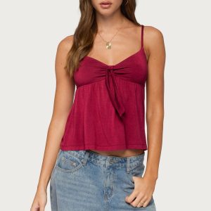 Michey Tie Front Babydoll Tank Top