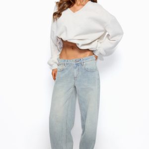 Quintie Mid Rise Straight Leg Jeans