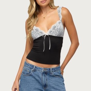 Troya Contrast Lacey Top